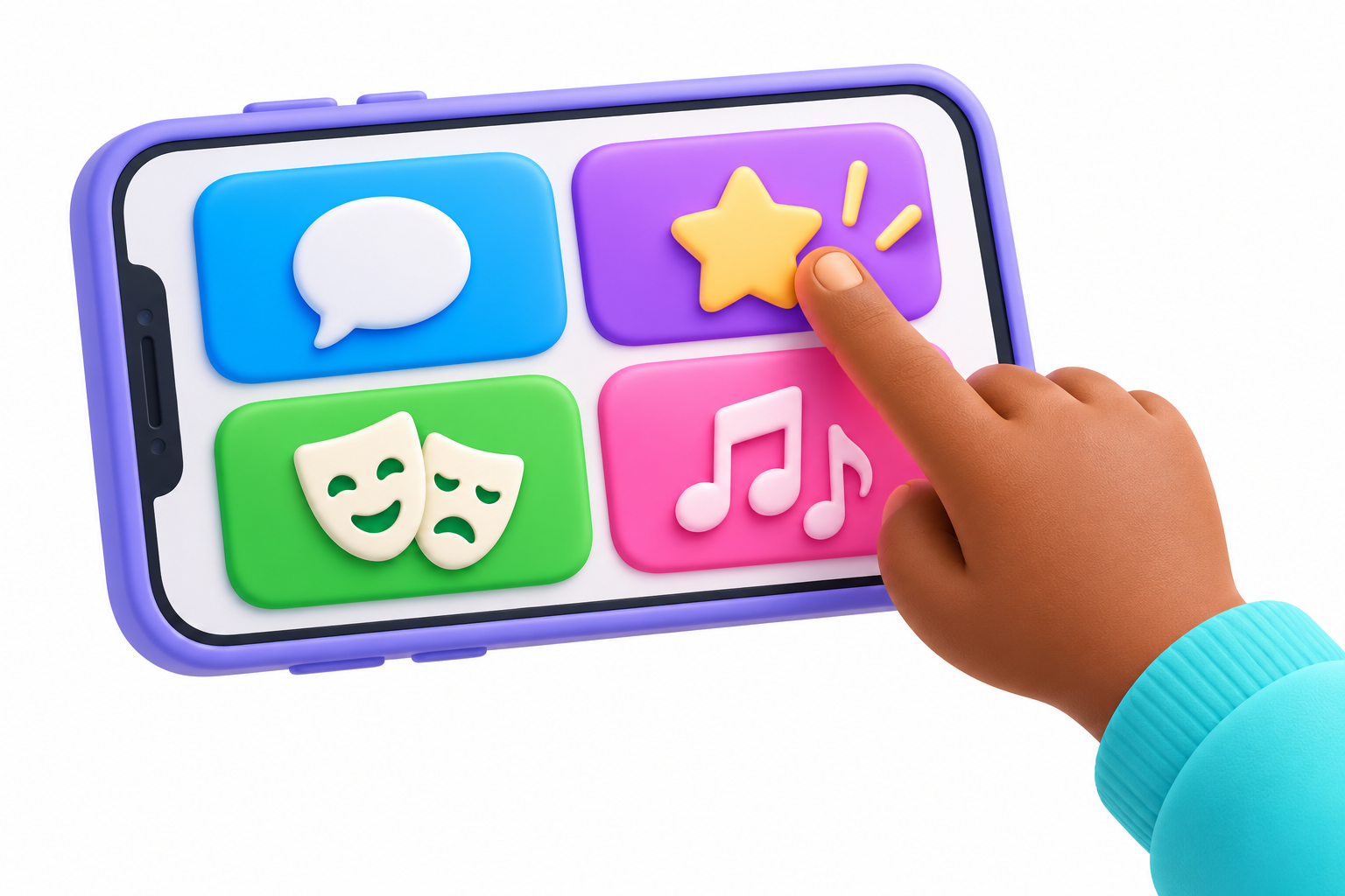 A player choosing a colorful category on a phone
